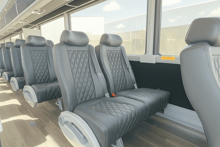 interior of Eugene Coach Bus Service charter bus