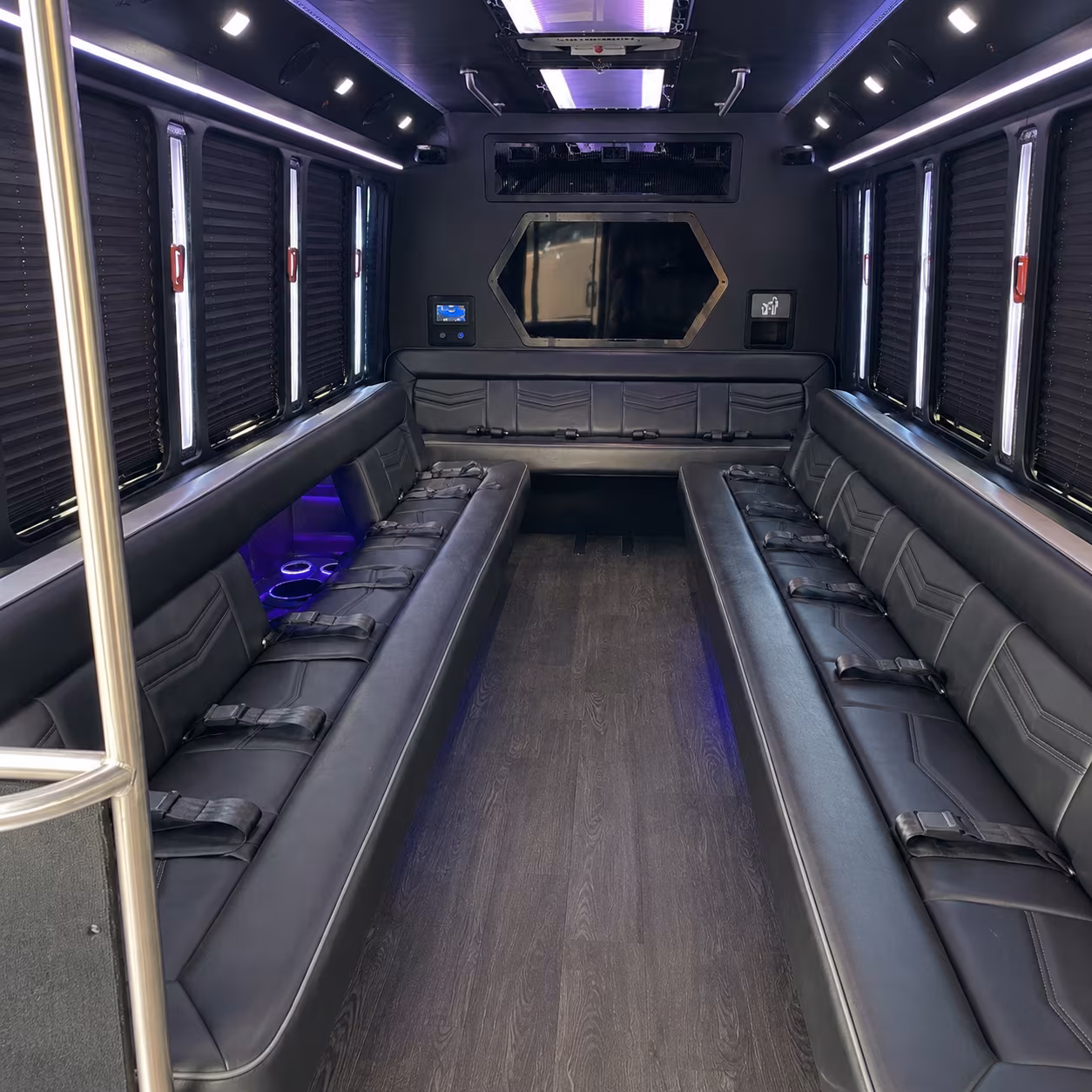 eugene 18 passenger party bus interior