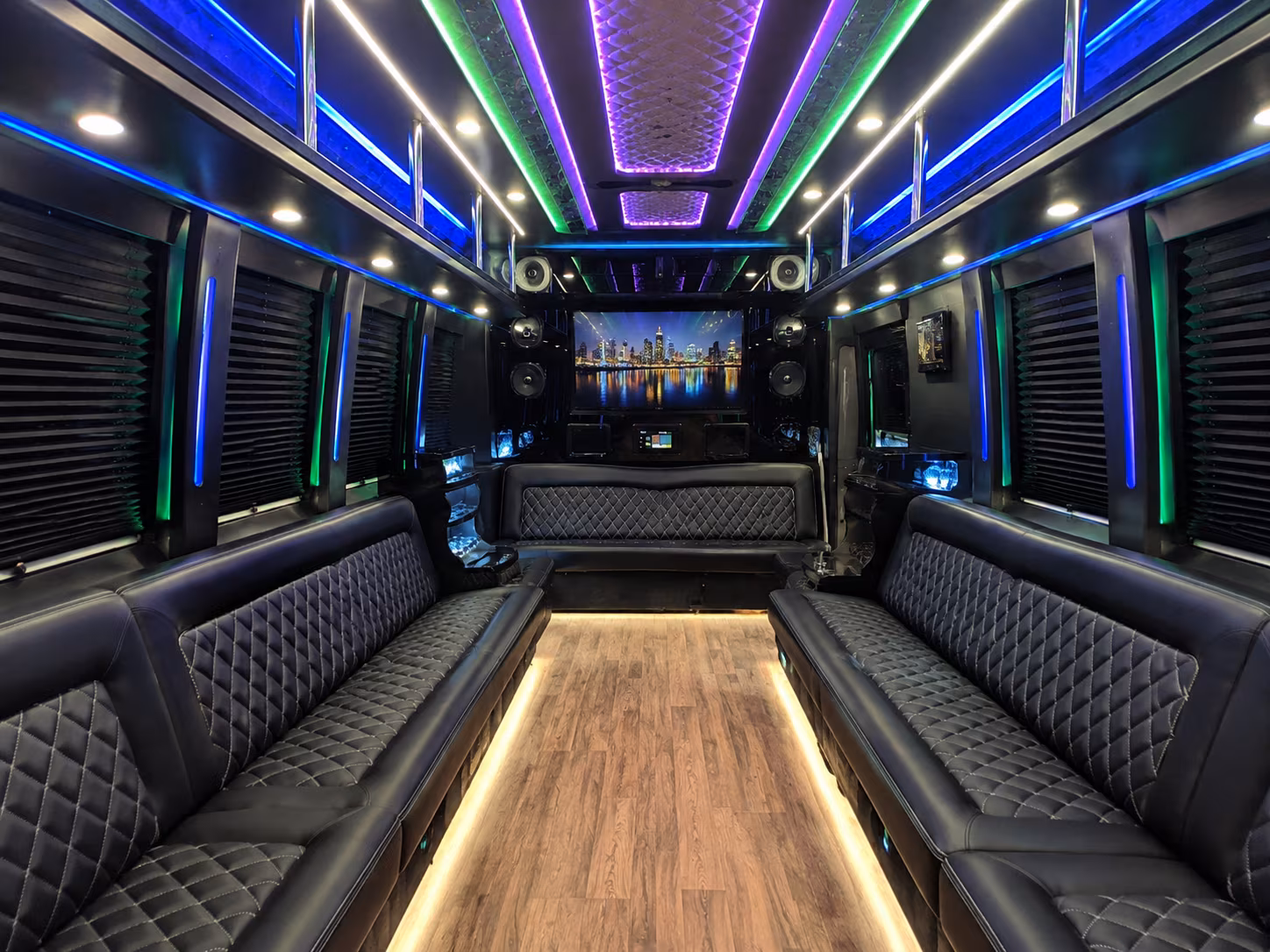 eugene 25 passenger party bus interior
