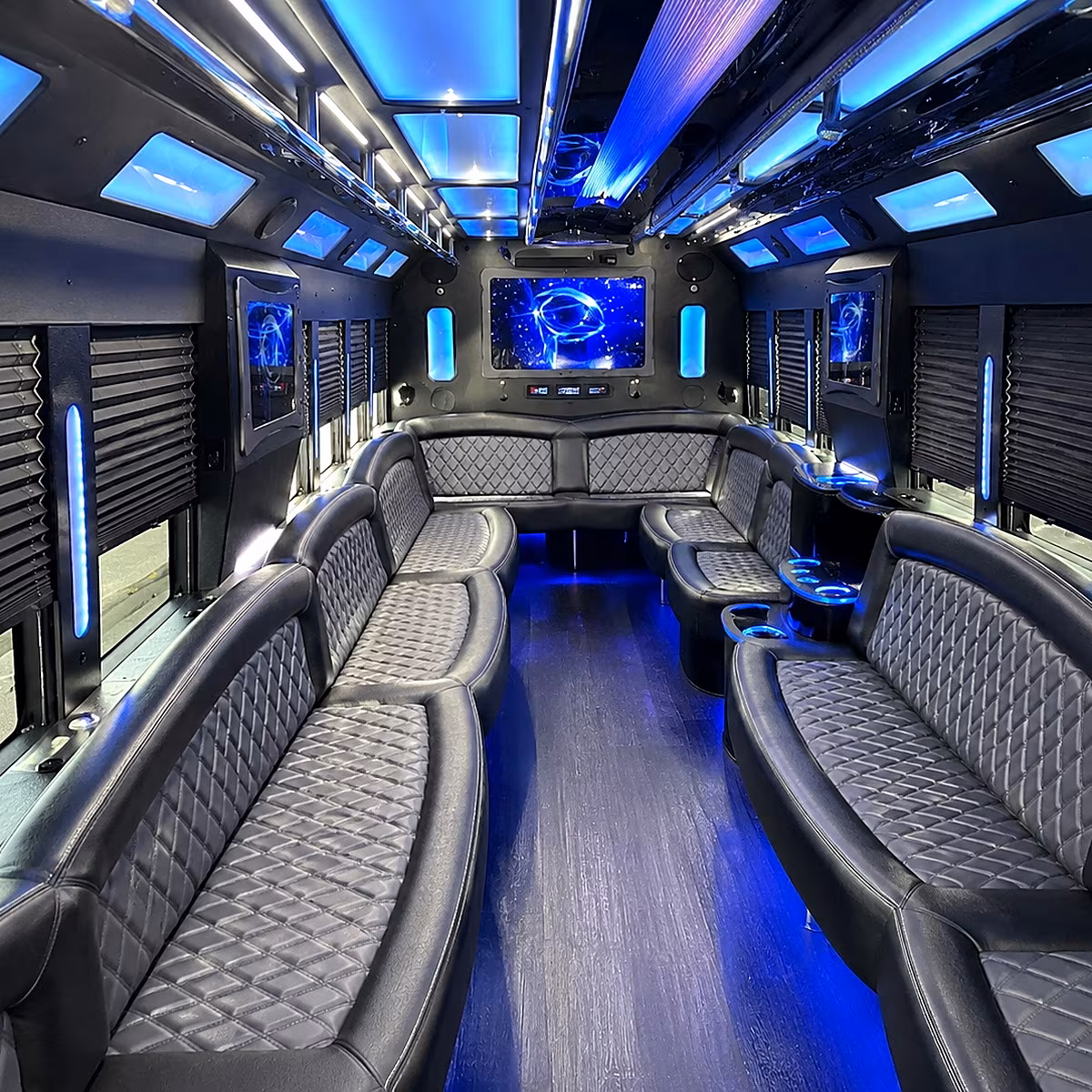 eugene 50 passenger party bus interior